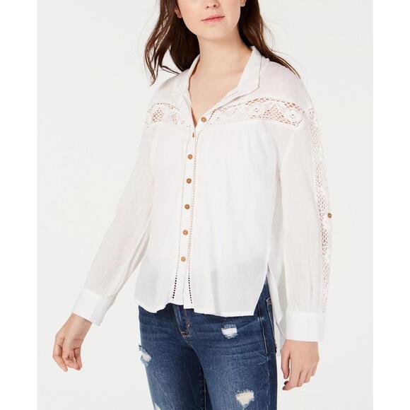 American Rag Juniors Crochet-Trim Shirt Size M - Picture 1 of 6